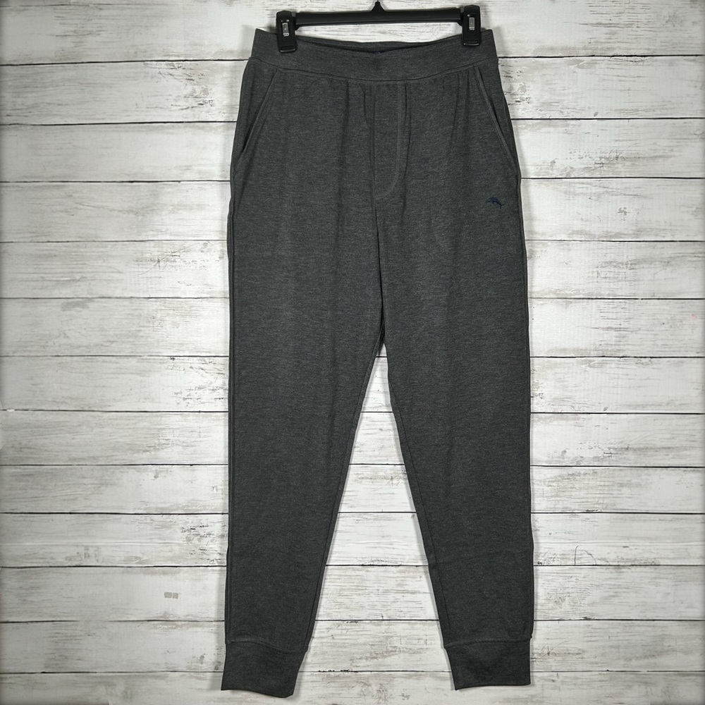 Tommy Bahama Jersey Knit Lounge Pants Drawstring Charcoal Gray Joggers S NEW